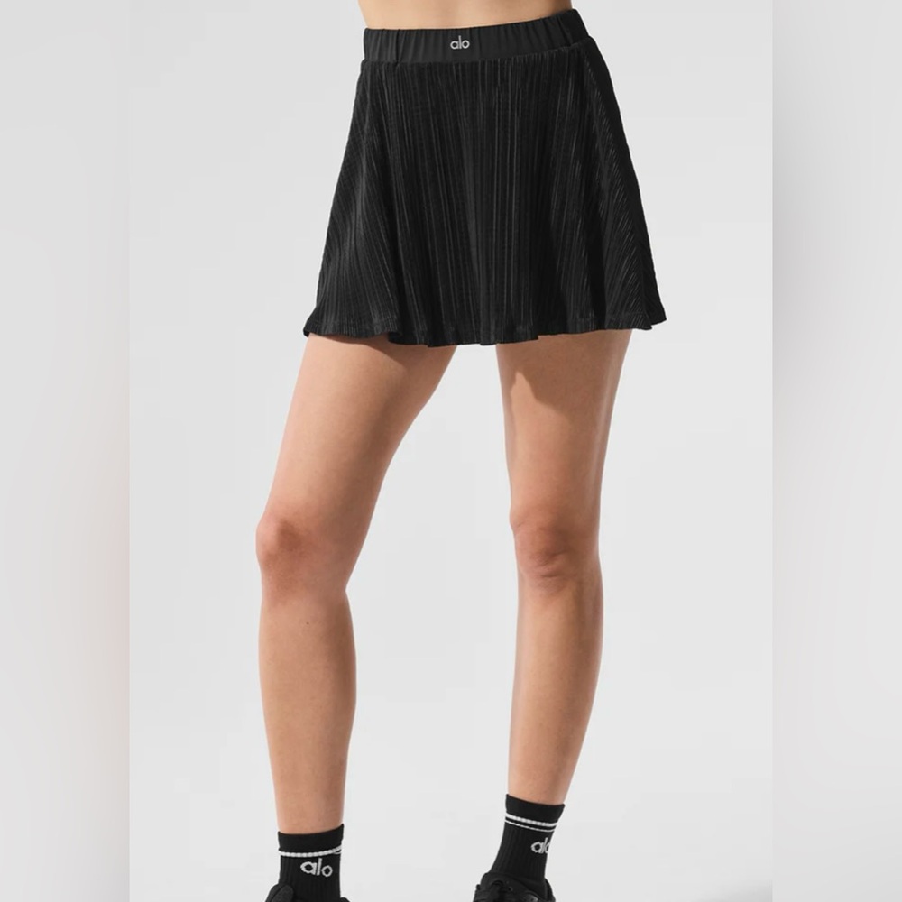 ALO Yoga Black Pleated Women's Skirt